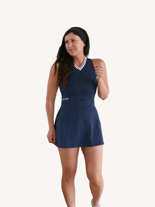 Women Navy V-Neck Dress