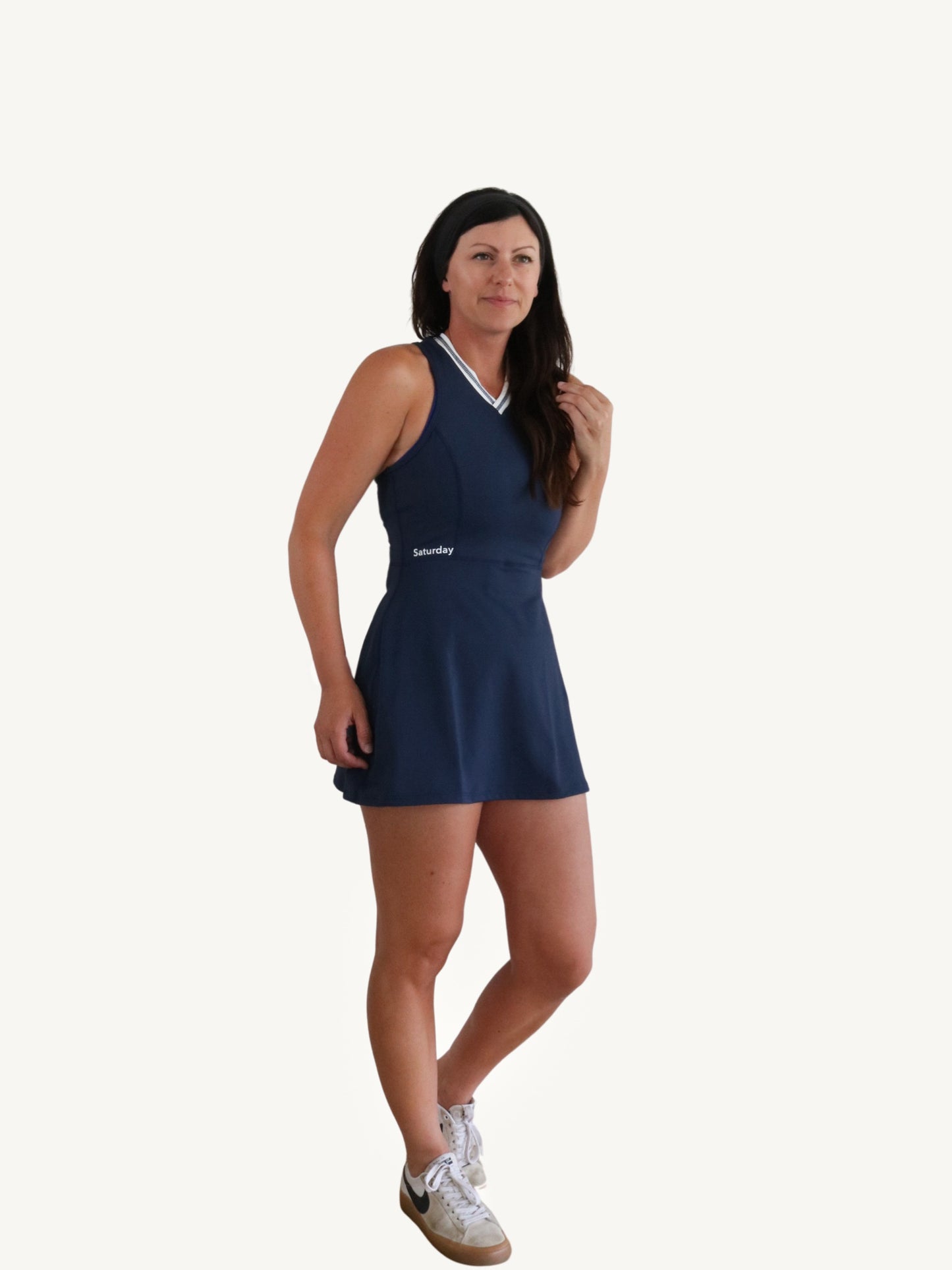 Women Navy V-Neck Dress
