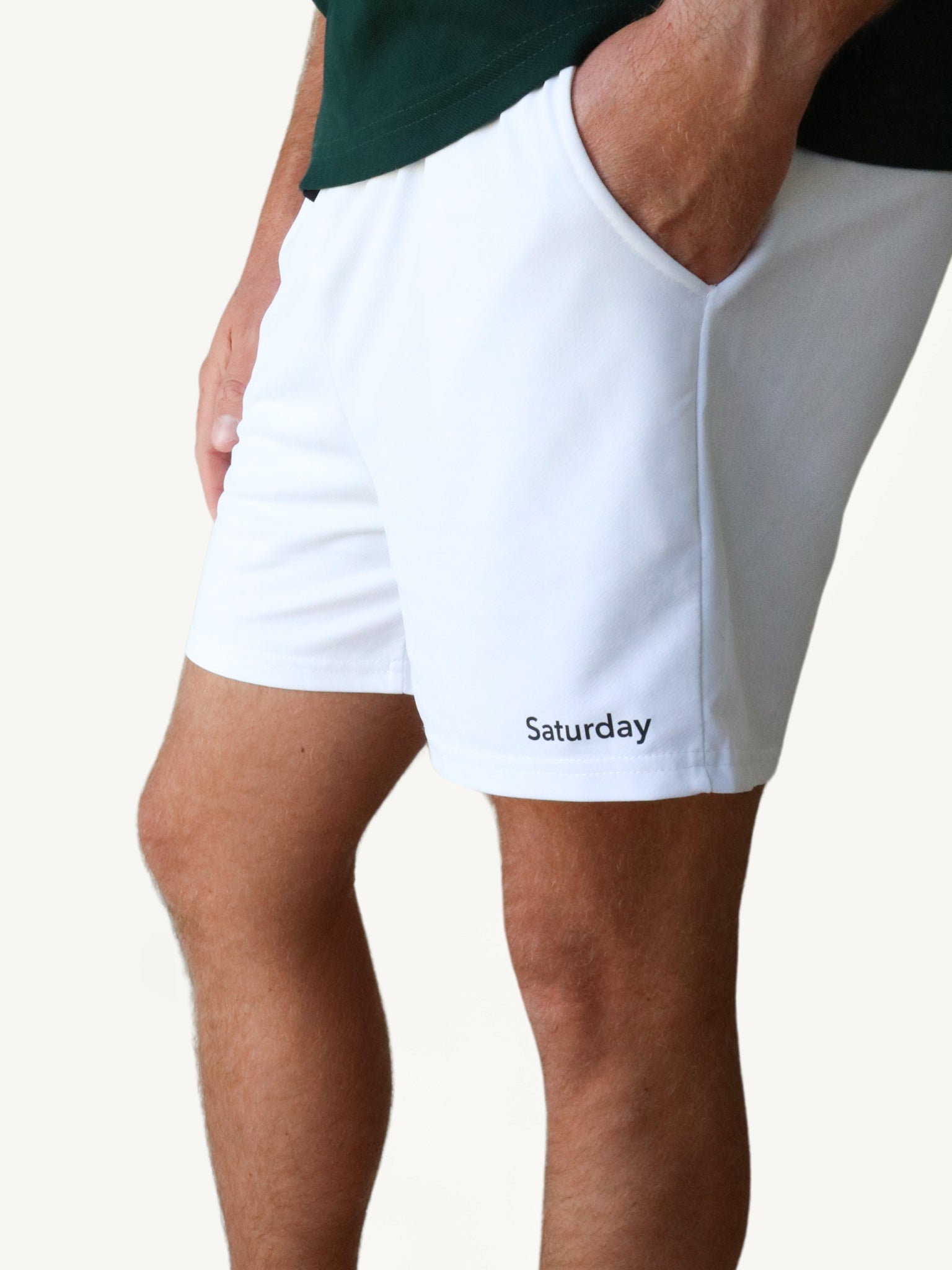 Men white athletic shorts